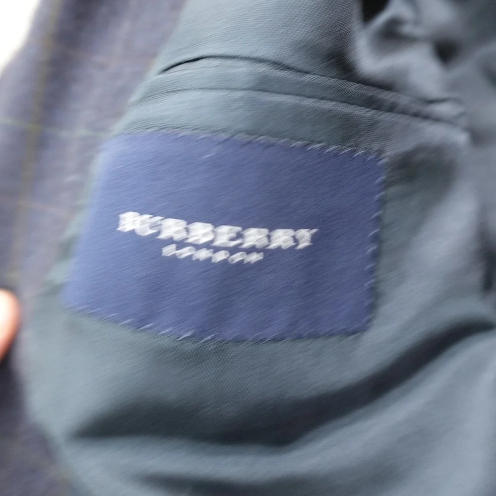 Burberry Blazer Mens 44R Blue Plaid Wool Cashmere Sport Coat Jacket Suit Top USA